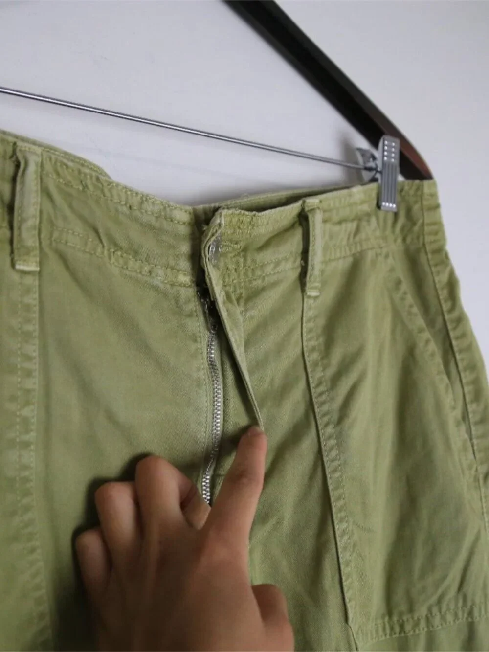 Zara Cargo Pocket High Rise Utility Cotton Twill Olive Green Pants Size 6